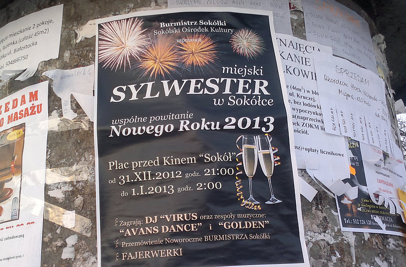 Plakat reklamujący miejskiego sylwestra (iSokolka.eu)