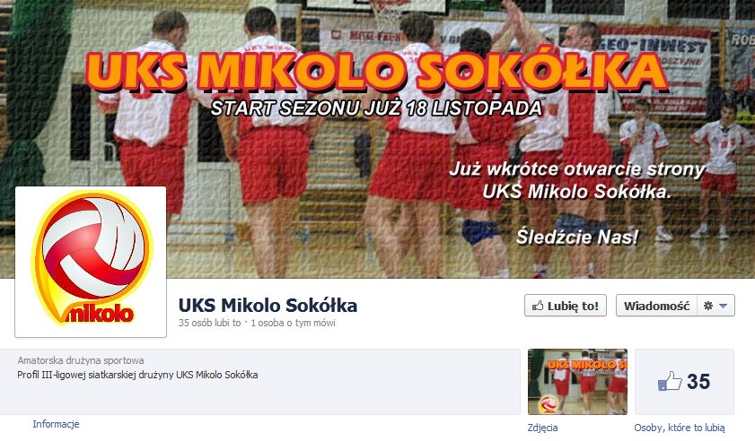Zrzut ekranowy ze strony UKS Mikolo na Facebooku 
