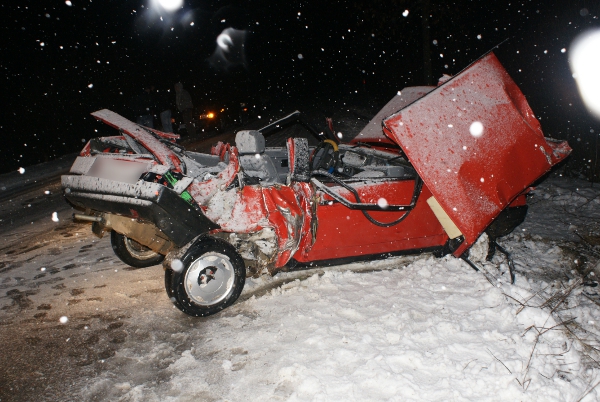 Auto było kompletnie zniszczone (KPP Sokółka)
