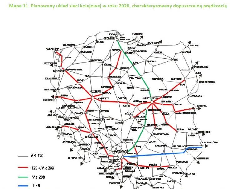 Układ sieci kolejowych w 2020 roku (transport.gov.pl)