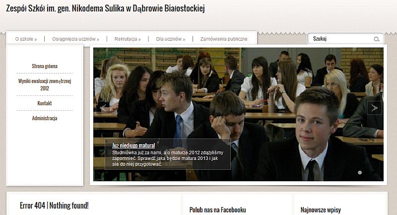 Zrzut ekranowy ze strony liceum-dabrowa.pl