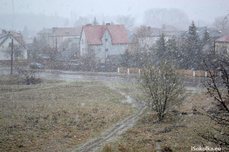 Opady śniegu w kwietniu to nic nadzwyczajnego (iSokolka.eu)